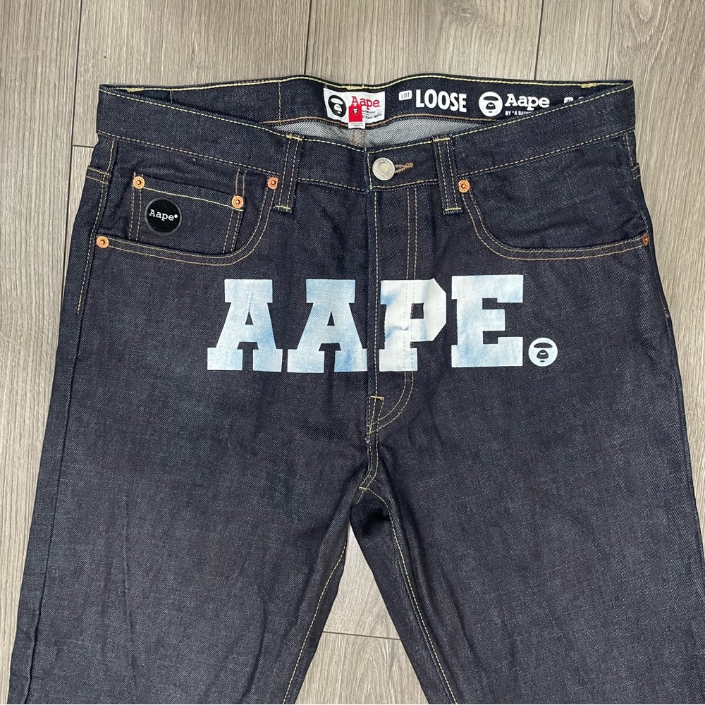 AAPE A Bathing Ape Bape Loose Denim Jeans Mens Sz 34X31 - Picture 3 of 15